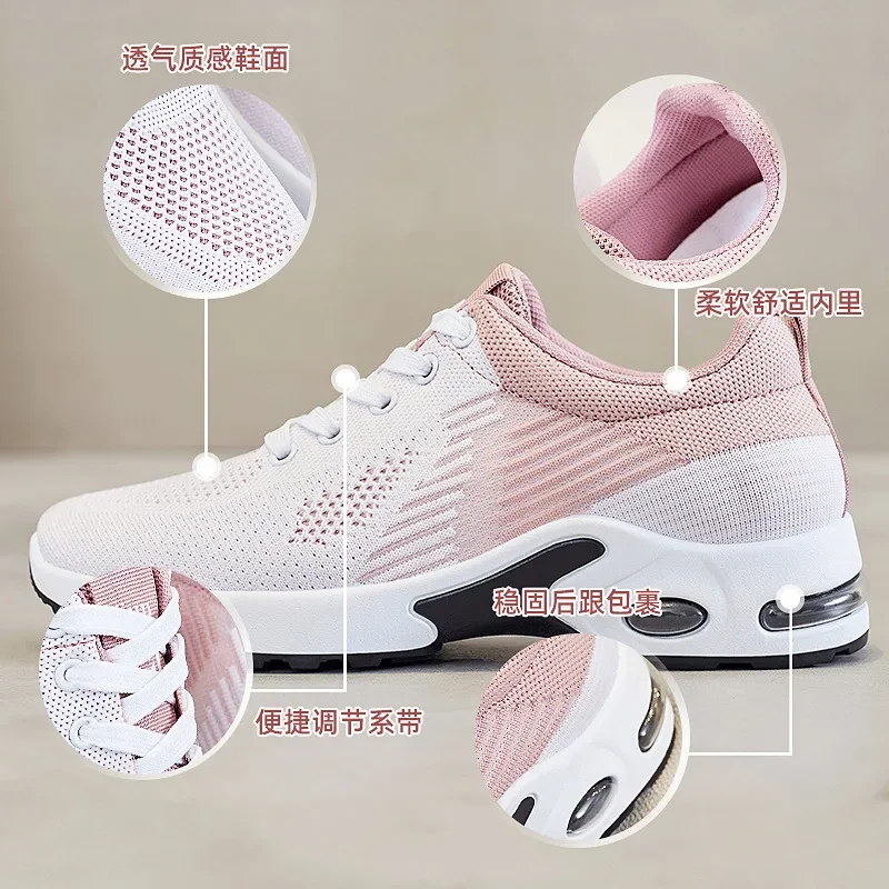 New Running Shoes Ladies Breathable Sneakers Summer Light Mesh Air Cushion Women\'s Sports Shoes Outdoor Lace Up Training Shoes