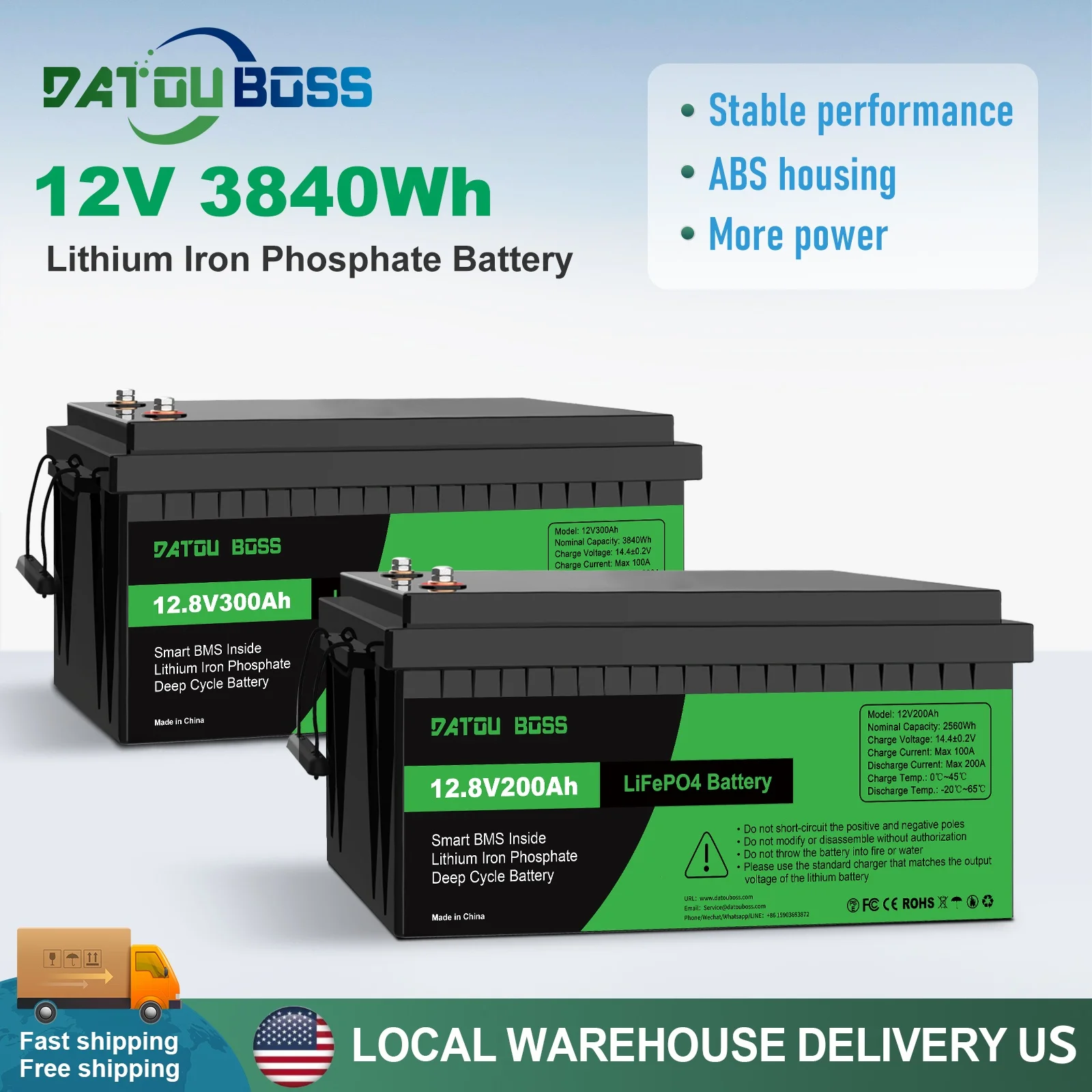 

Портативная система хранения солнечной энергии DATOUBOSS 12V Lifepo4 300Ah, литий-ионный аккумуляторный блок для автомобилей и домов на колесах