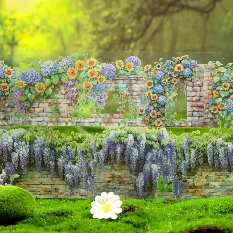 

1Roll Supplies Scrapbook Stickers 70mm*2m Tape Garden PET Recycled Adhesives DIY Material Decorative Fence Series Landscaping