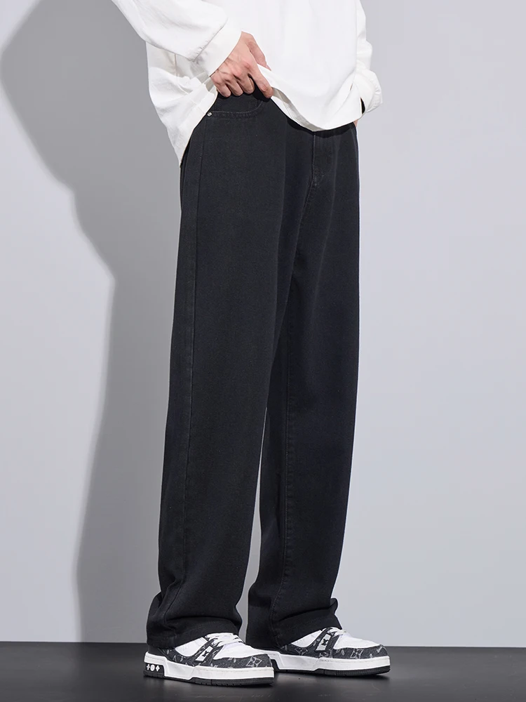 4 Colors Men\'s Wide Jeans 2025 Spring Autumn New Korean Fashion Casual Baggy Straight Denim Pants Male Streetwear
