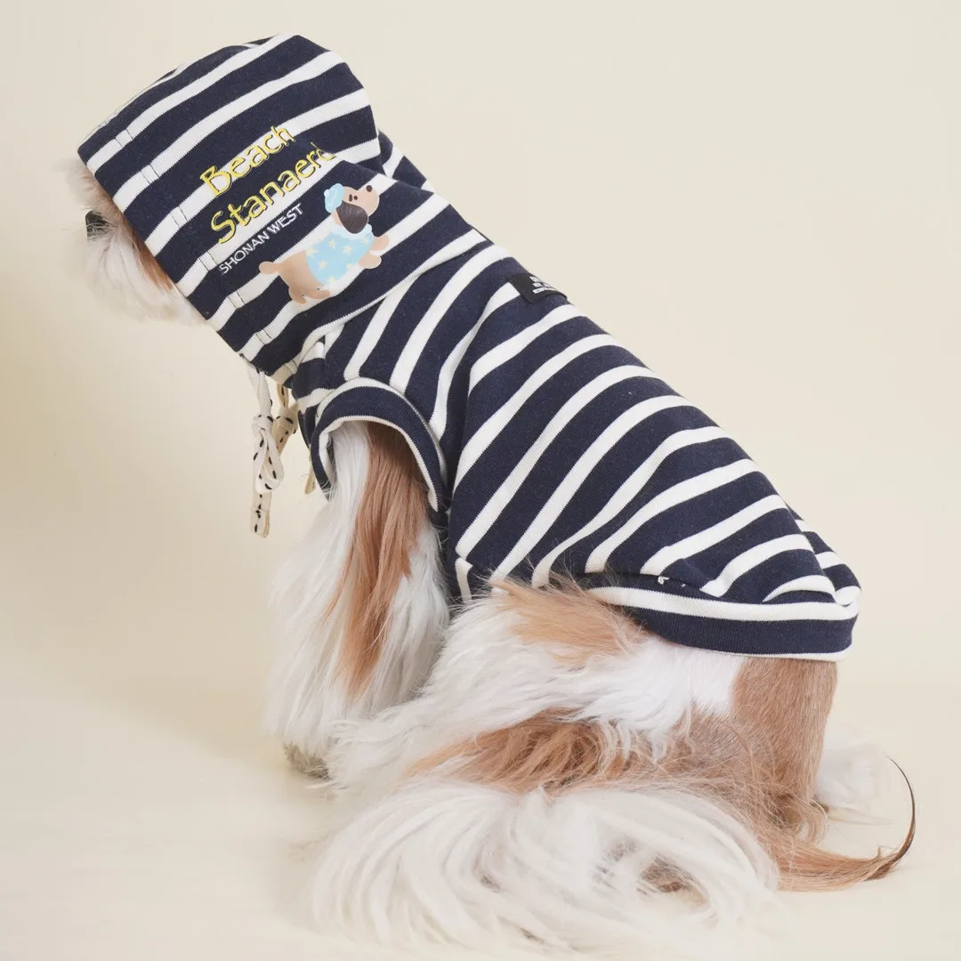 Fall And Winter New Casual Striped Pet T-shirts Fashion Sleeveless Dog Hoodies Puppy Maltese French Bulldog Small Dog Clothes