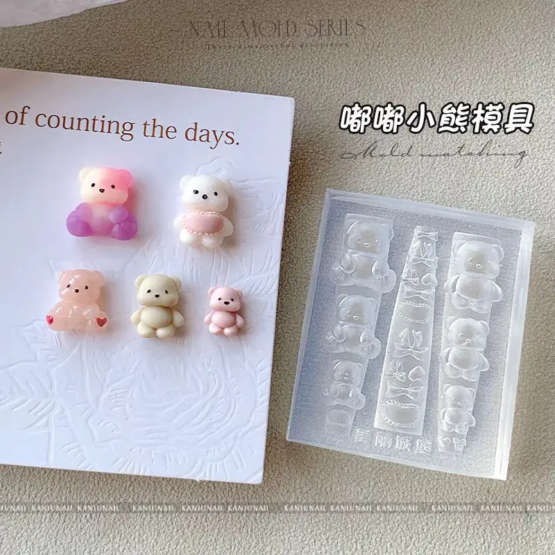 1pc Dog Duck Rabbit Strawberry 3D Acrylic Nail Mold Nail Art Decorations DIY Silicone Nail Stamping Plates Nails Products Nail