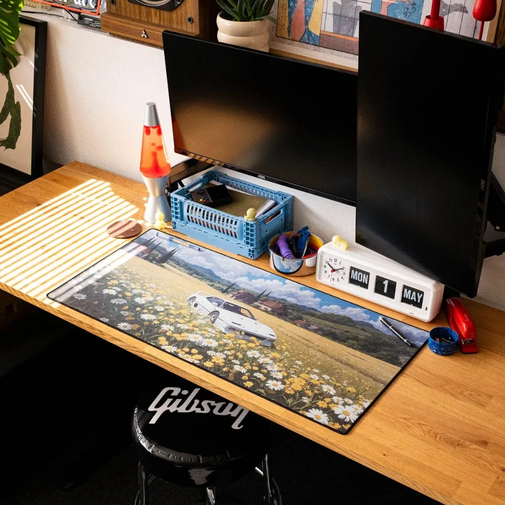 لوحة ماوس مطبوعة على طراز ستوديو جيبلي الريفية للسيارة، لوحة ماوس مطاطية ناعمة كبيرة جدًا، حصيرة ألعاب جمالية، سجادة مكتب متعددة الحجم #3