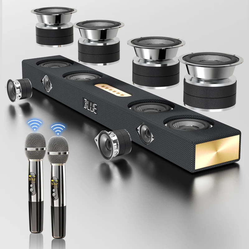 

Bestseller 600K Soundbar TV Audio System Home Theater Karaoke Soundbar Speaker Wireless Microphone With Wireless Subwoofer