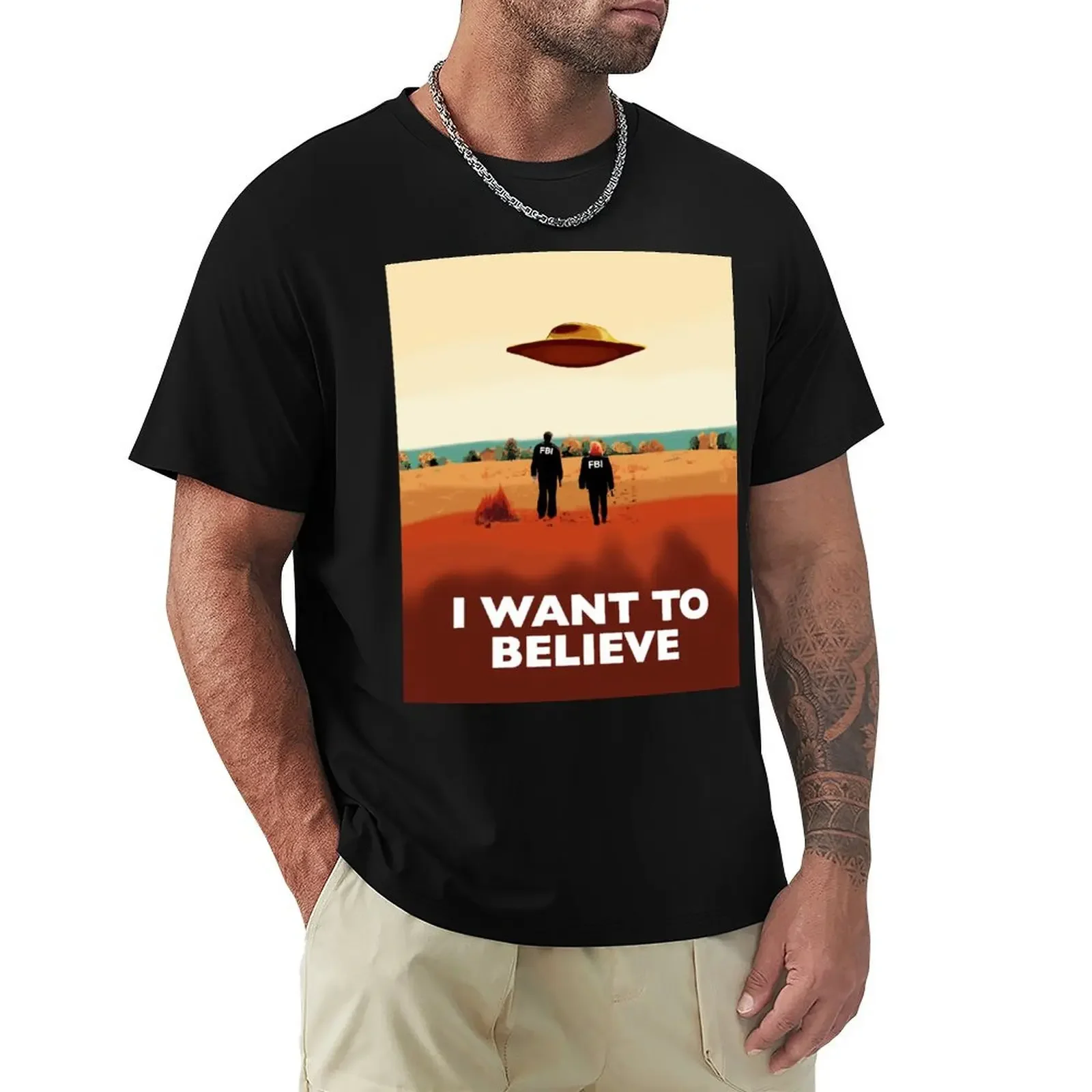 The X Files I want to believe FBI poster T-Shirt quick-drying cheap stuff Short sleeve tee t shirts for men cotton