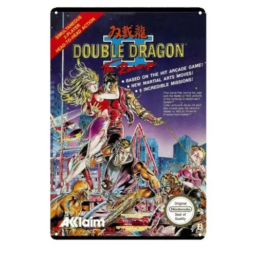 Double Dragon 2 Nes Retro Video Game Metal Poster Tin Sign 20*30cm