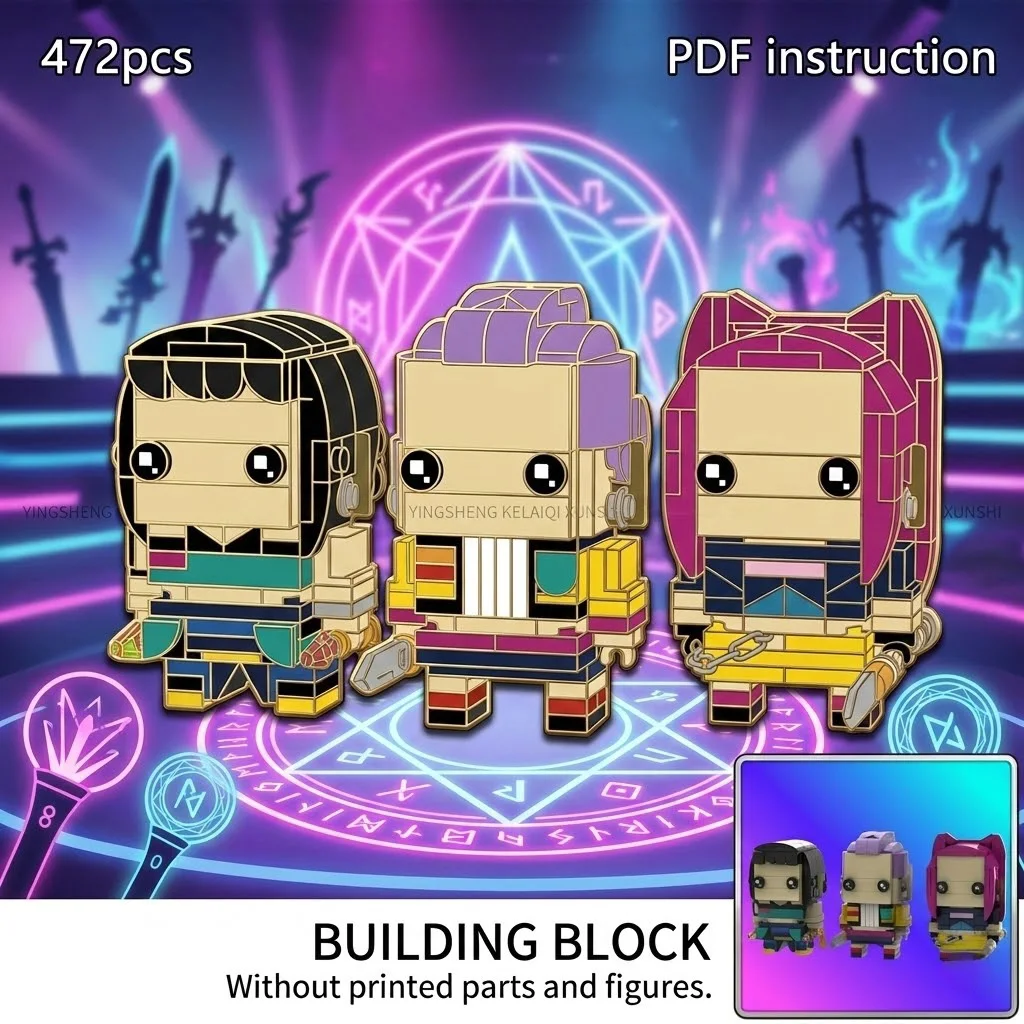 

Коллекционная стилизованная фигурка-модель MOC: Трио героинь киберпанк-битвы — ниндзя и воительница