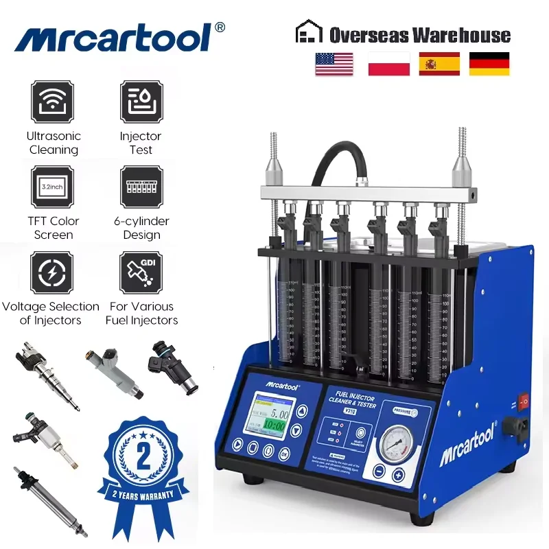 MR CARTOOL Car GDI Fuel Injectors Tester Cleaning Machine V310 Automotive Piezo Fuel Nozzle Washer 6 Cylinders VS AUTOOL CT400