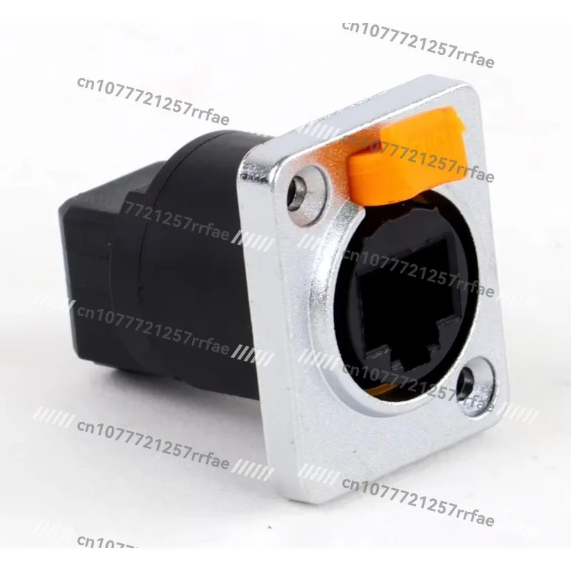 Outdoor Waterproof RJ45 Panel Mount Connector Type D Orange Push Lock, Ethernet Socket,