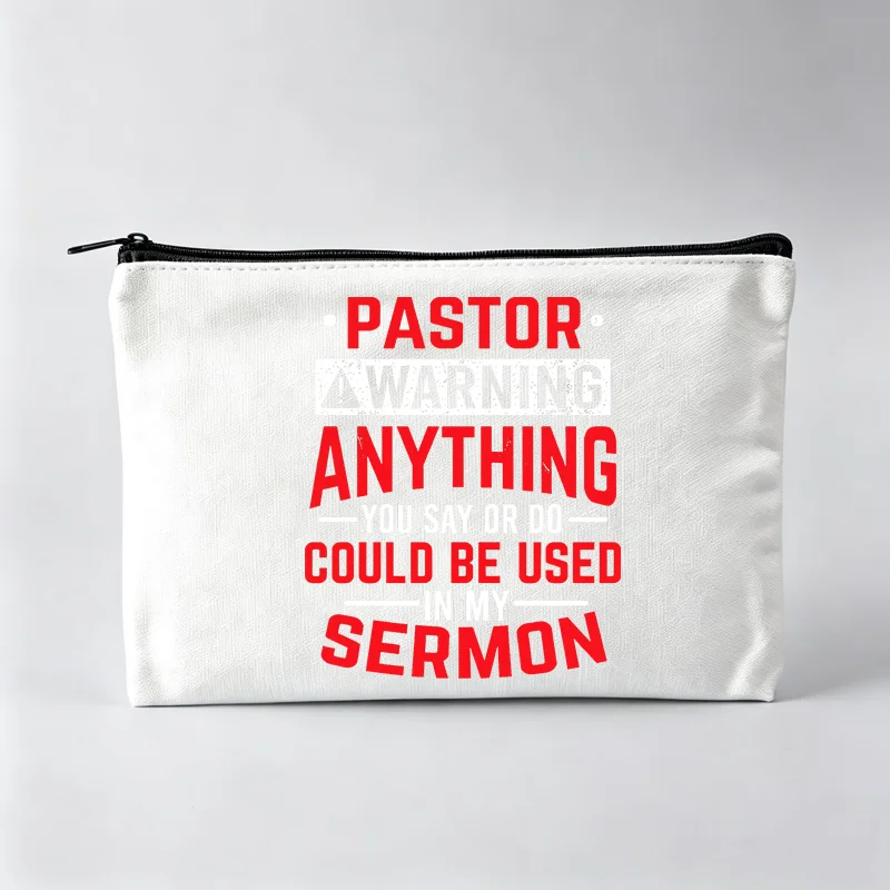 Bolsa de Maquillaje de Lona con Estampado de Eslóganes Temáticos de Pastor, Bolsa de Almacenamiento de Cosméticos para Uso Diario