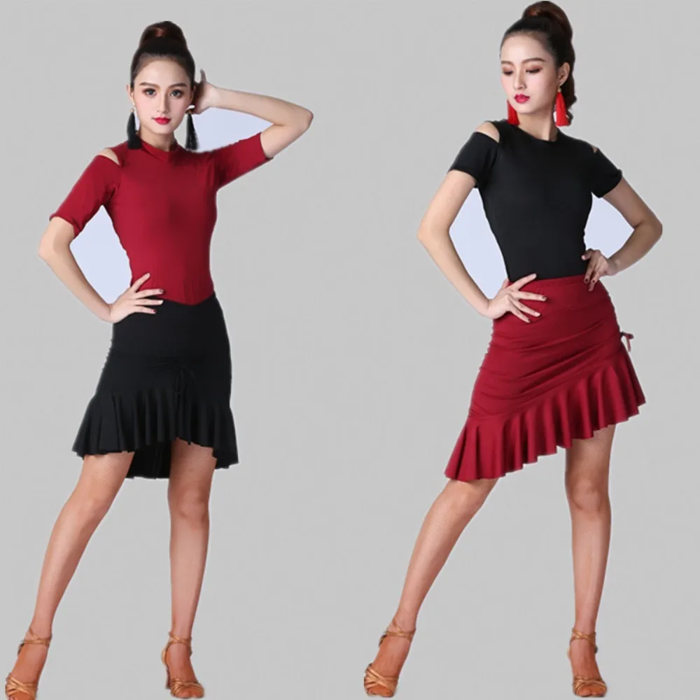 

Asymmetric Fishtail Wrap Skirt for Latin Dance with Adjustable Drawstring