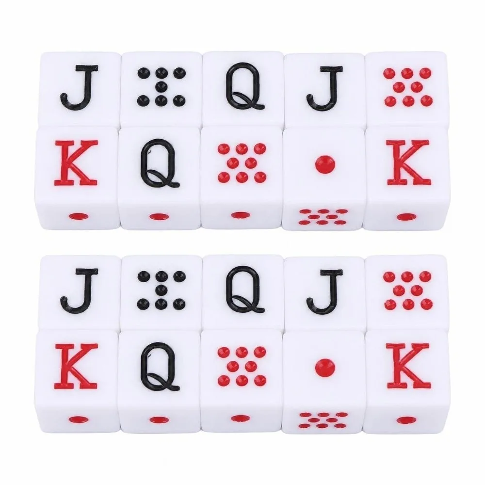 20PCS Fun 6 Sided Spanish Dice 16mm Plastic Square JQK Dice Table Game Dice Set Table Game