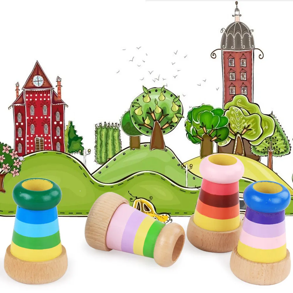 Wood Kaleidoscope Beautiful Colorful Beech Kaleidoscope for Kids Baby Preschool Educational Developmental Tool Multicolor Large