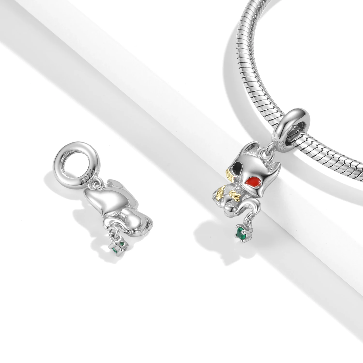 925 Sterling Silver scheletro scheletro cuore mago coniglio gatto animale ciondolo perline Charms per le donne fai da te braccialetto braccialetto