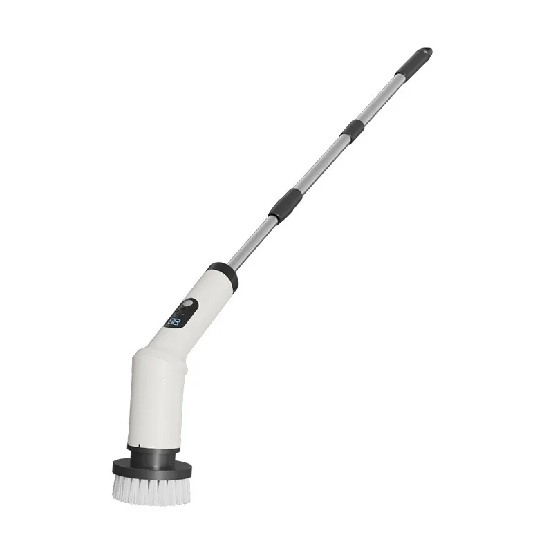 Digital Display Electric Spin Scrubber, 9-in-1 Multifunctional Retractable Cleaning Brush for Bathroom Kitchen Floor