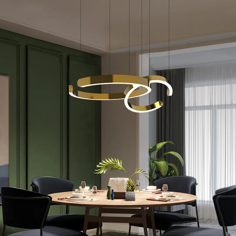 Modern Ring Led Pendant Lights Dimmable Gold Black for Table Dining Room Kitchen Bedroom Hanging Lamp Minimalist Decor Fixture