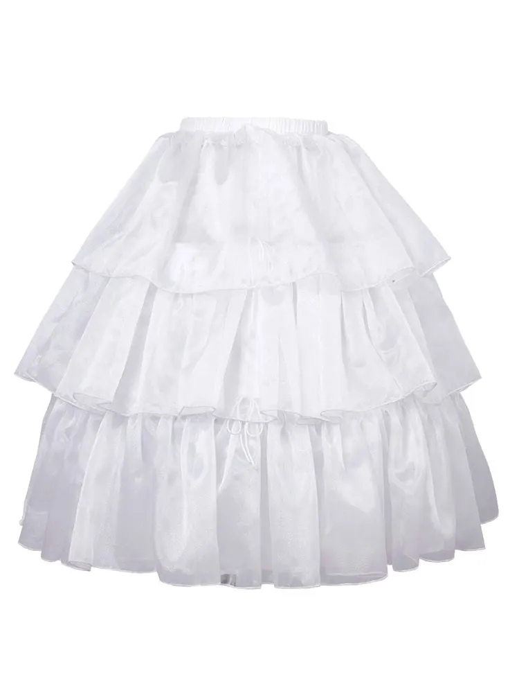 Lolita Skirt White Layered Adjustable Boottoms Boned Cake Skirt