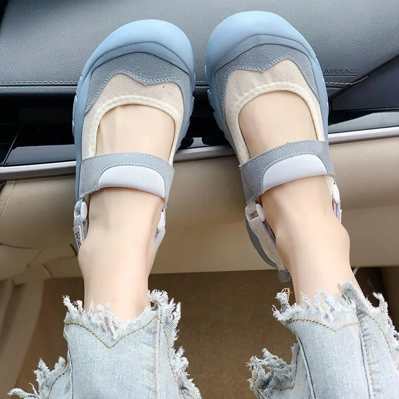 

2024 Women's Summer New Fashion Color Matching Non-Slip Comfortable Casual Shoes Daily Baotou Thick-soled Beach Sandals 35-40