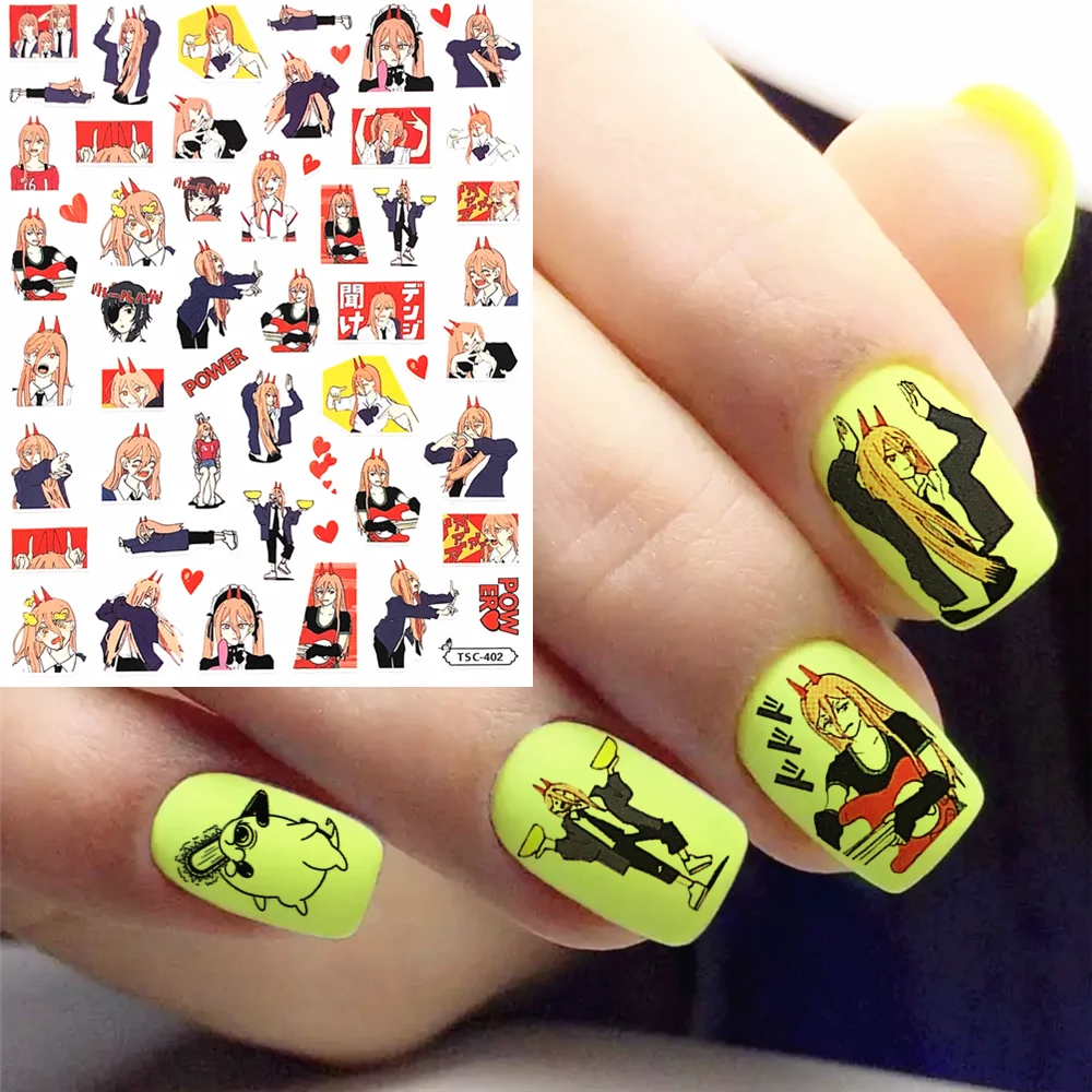 TSC-402 TSC-383 TSC-034 Chainsaw Demon Tokyo Cartoon Characters 3D Back glue Nail sticker Nail decoration Nail art Nail ornament