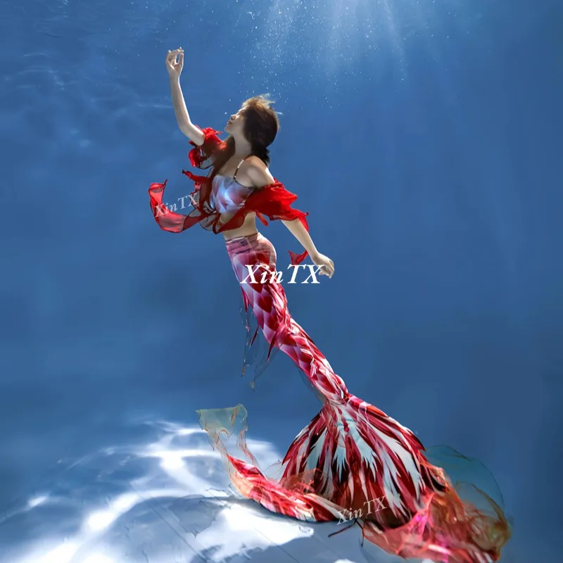 NEW Woman Mermaid Tail with Yarn For Swimming Show Adult Swimsuit Can Add Monofin For Beach Diving Model Photoshooting Dress