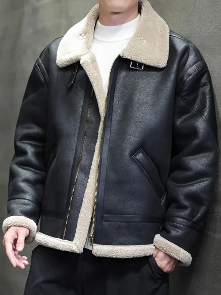 

Men's Lamb Velvet Jaet Autumn Winter Sle Fur Leather Inteated Traditional Chinese Sle Cotton Coat Busin Gentleman ...