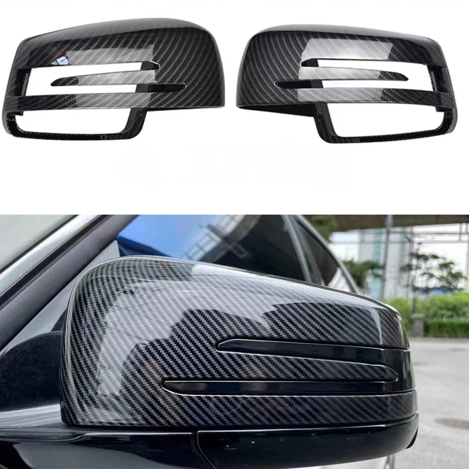 

Carbon Fiber Look Car Rear View Mirror Cover Cap For Mercedes Benz A W176 B W246 C W204 E W212 S W221 CLA C117 GLK X204 GLA X156