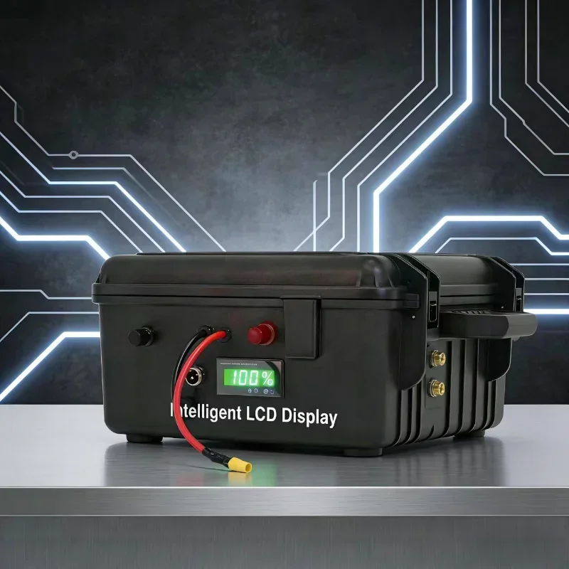 Heavy-Duty Waterproof 48V LiFePO4 Battery (60Ah-200Ah) with Built-in BMS & Matching Charger, 5000+ Deep Cycles, IP67 Waterproof,