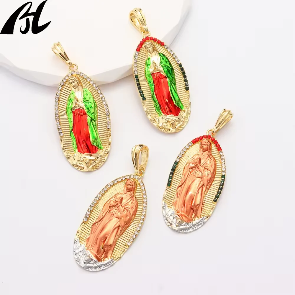 

Hot Sale Religious Luxurious Virgin Mary jolleria de oro 14k Fashion Charm Madonna Di Guadalupe Necklace Pendant