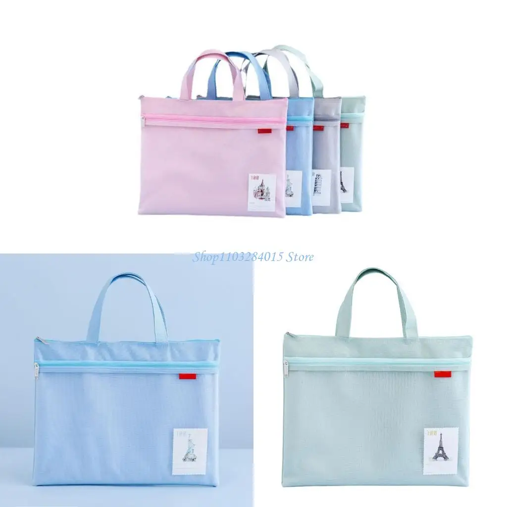 A4 Double Zip File Folder Handheld Document Bag Document Folder Book Storage Bag File Organizer School Office Supplies