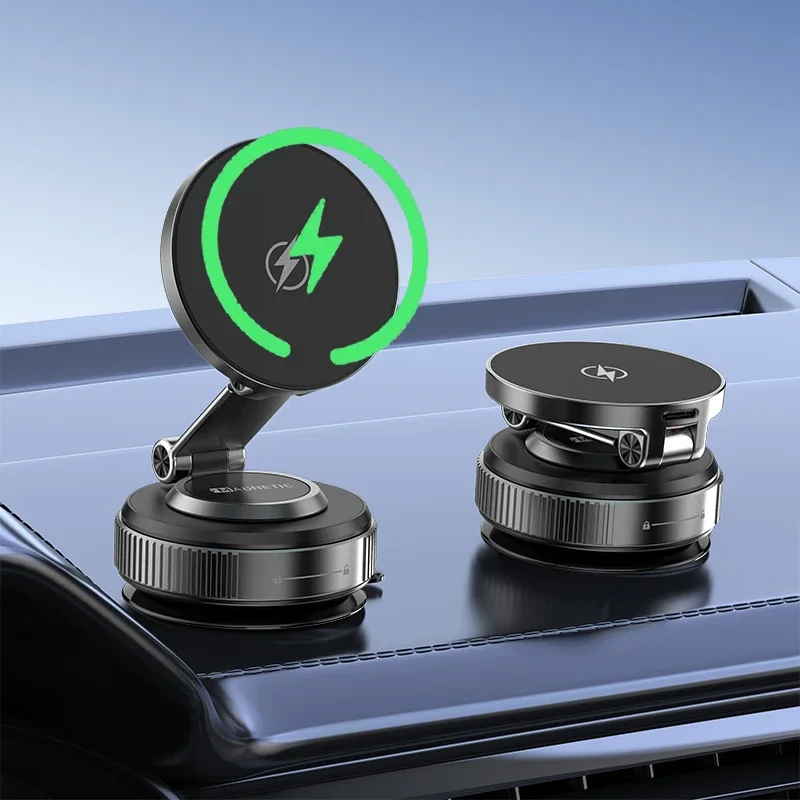 Magnetic Wireless Charger Holder Vacuum Phone Stand for Magsafe iPhone 16-12 Pro Max 360° Adjustable Suction Cup Car Dashboard