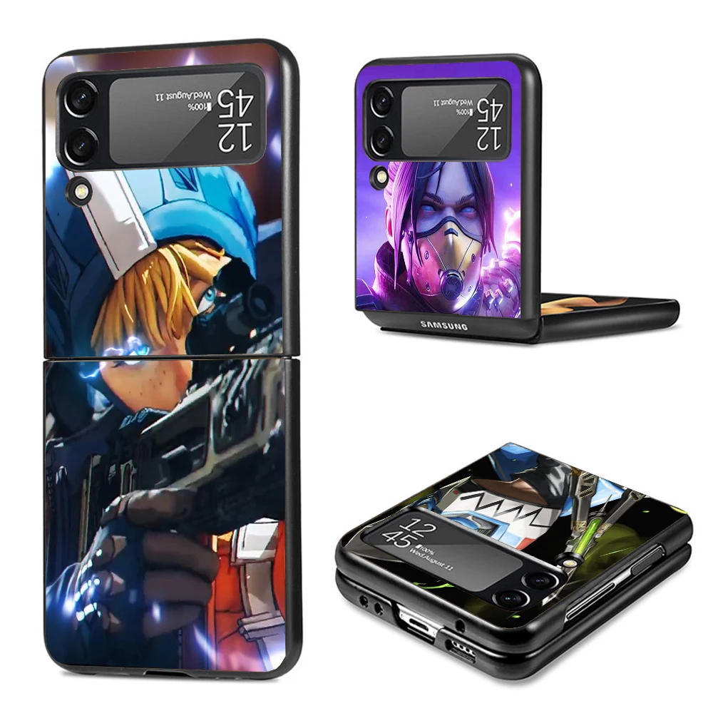 Apex Legends Hard Black Cover for Samsung Galaxy Z Flip 4 3 5 5G Phone Case Flip4 Flip3 Flip5 Pattern Luxury Shockproof Capa