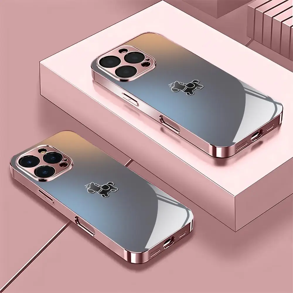 Cute Pony Gradient Phone Case for iPhone  18 17 16 15 14 13 12 11 Pro Xs Max XR Air 8 7 Plus Mini 17e 16e X Anti-Drop Cover