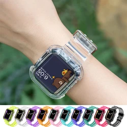 Clear Band+Case For Apple Watch 45mm 44mm 42mm 41mm 38mm 40mm Transparent Band For IWatch Series 9 8 7 6 SE 5 4 3 Silicone Strap