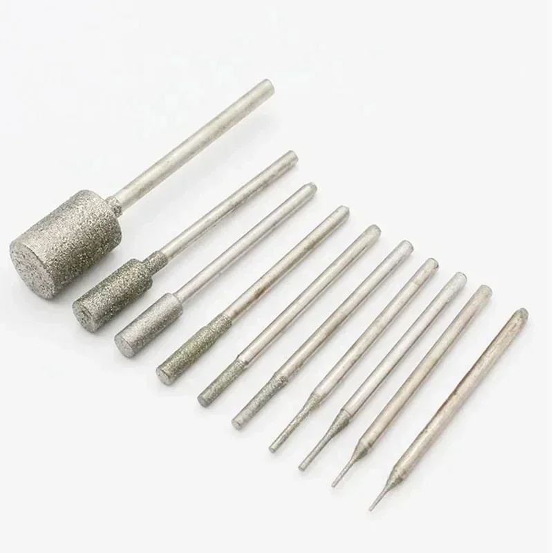 أسطواني الماس لدغ رأس مطحنة إبرة عصا إبرة 2.35/3 مللي متر عرقوب الماس قضيب إبرة مثقاب الخشب قطر 0.5-10 مللي متر