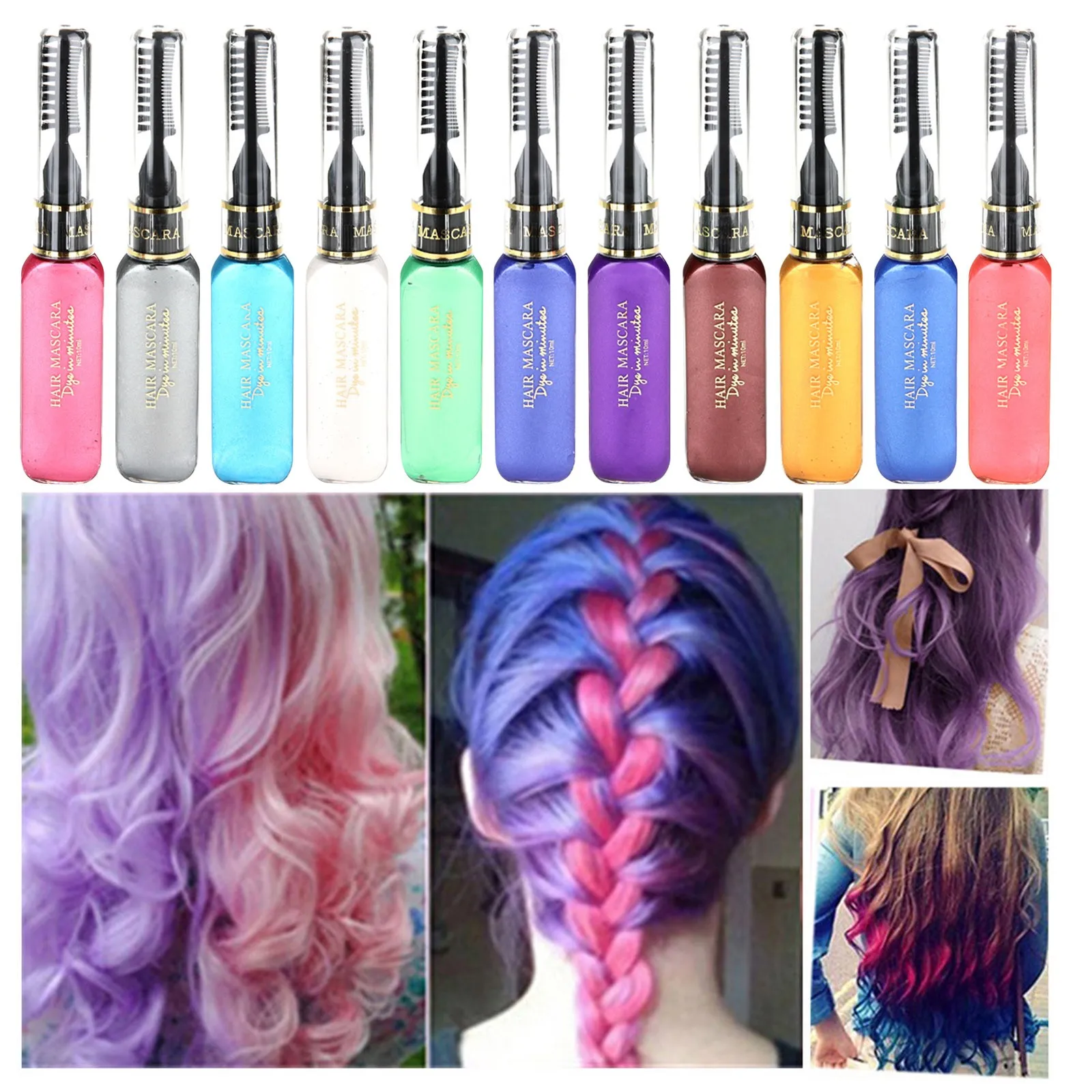 15ml Fashion Disposable hair dye Temporary Vibrant Glitter Instant Highlights Streaks Hair Color Coloring Style Styling Care Dye