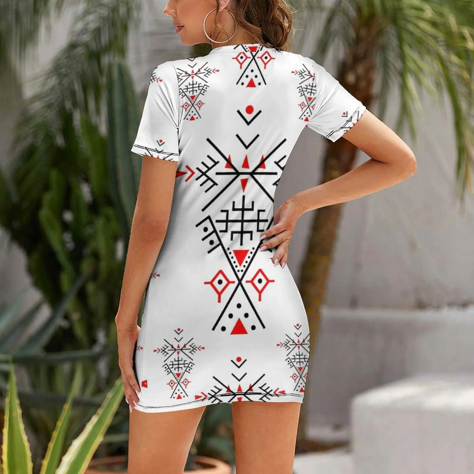 kabyle pattern Short-Sleeved Dress women's clothing korea stylish clothing women summer 2026 Woman's evening dress Dress