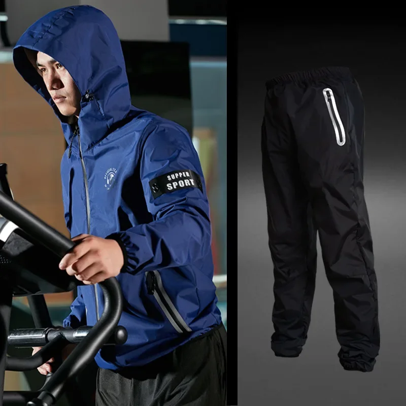 2023 Jogging Sauna Suit Men Boxing Training Waterproof Sportswear Gym Clothing Full Body Sweating for Weight Loss Tracksuit