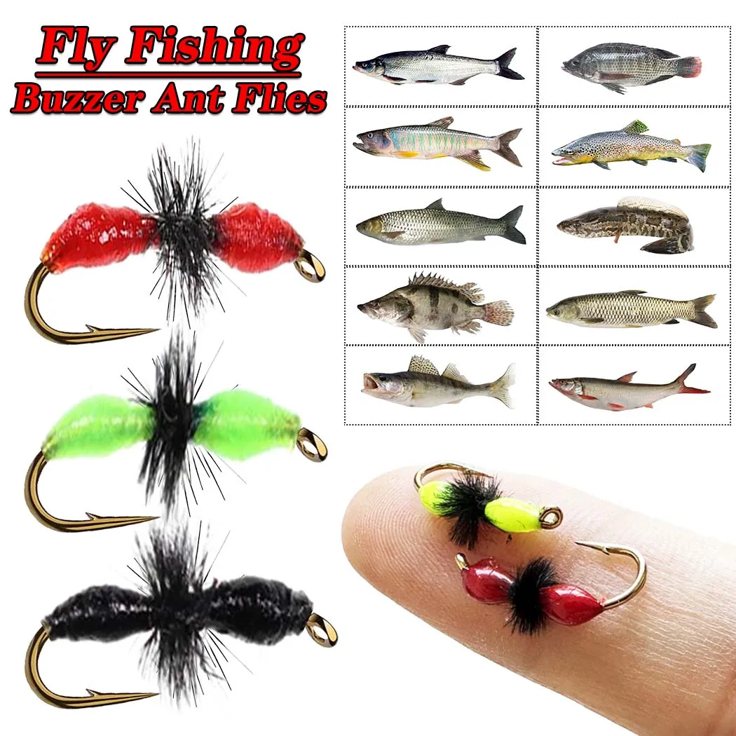 5/10Pcs/Box Artificial Insect Fly Trout Fishing Lures Hook Bionic Buzzer Ant Fishing Bait