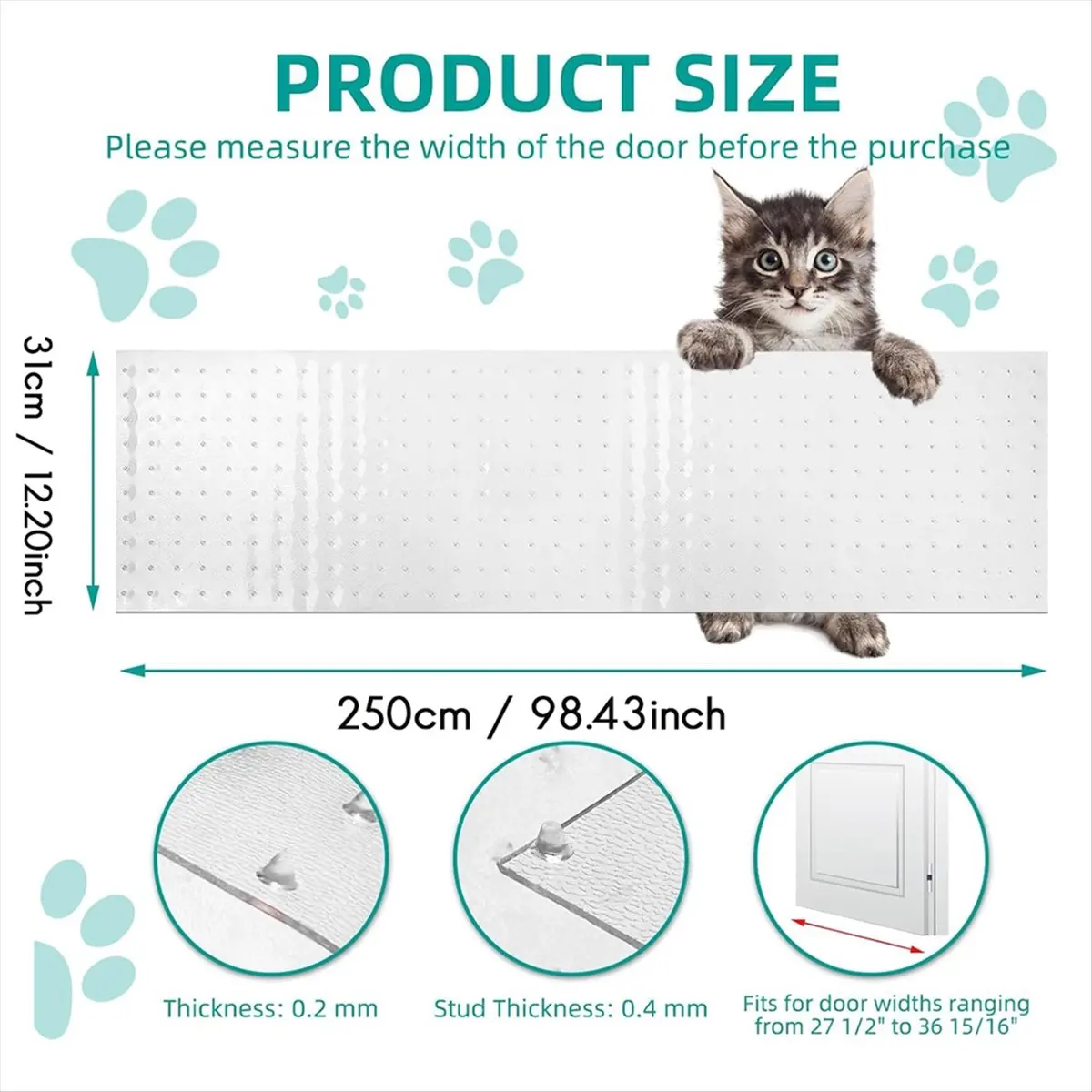 Lively- Carpet Protector for Pets,Cat Carpet Protector ,Under Door Mat Cat Carpet Scratch Stopper,Cat Scratch Guard Carpet 8.2ft