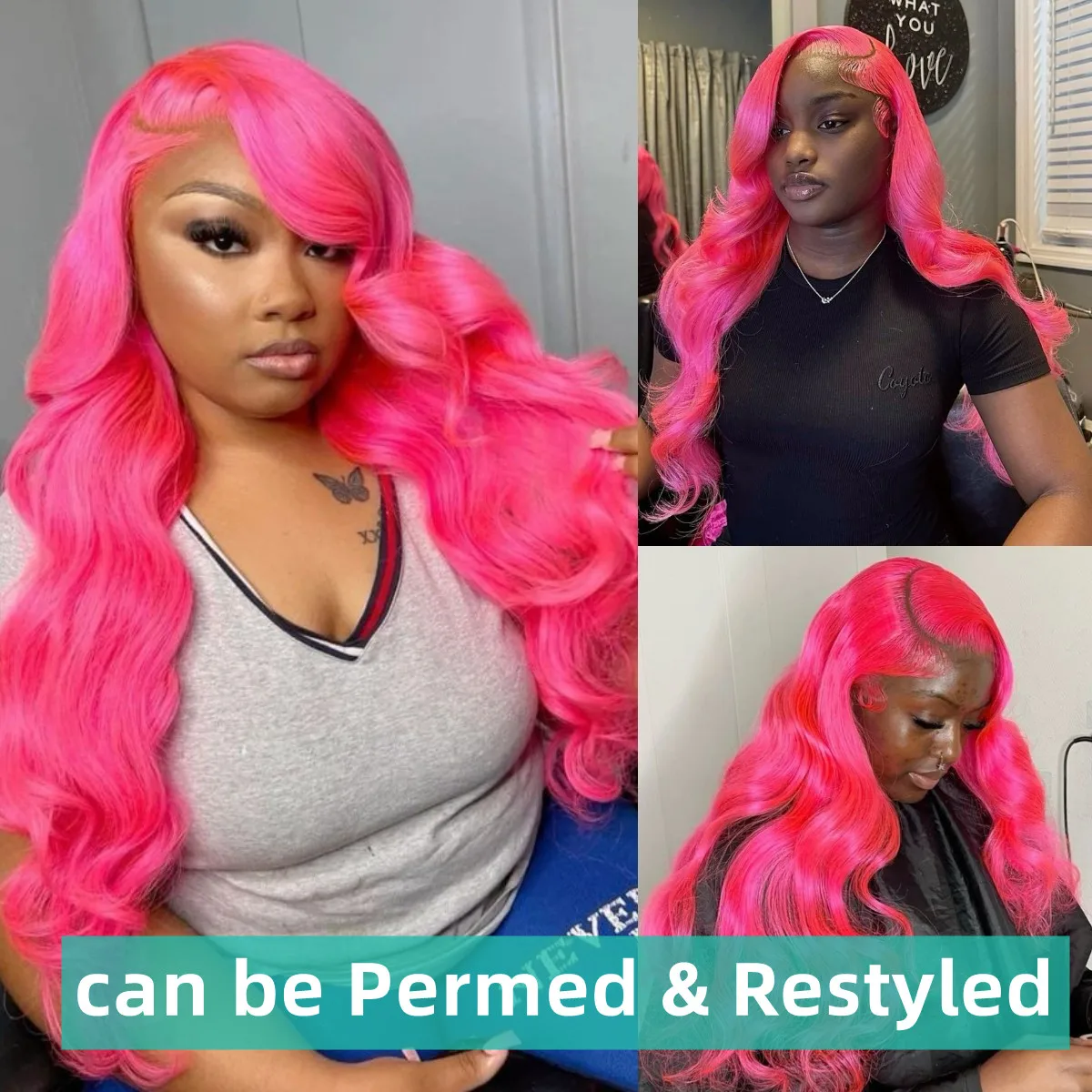 Pink Lace Front Human Hair Wigs Hd Straight 13x6 Lace Frontal Wig Pink Colored Human Hair Pre Plucked with Baby Hair 180 Density image 5