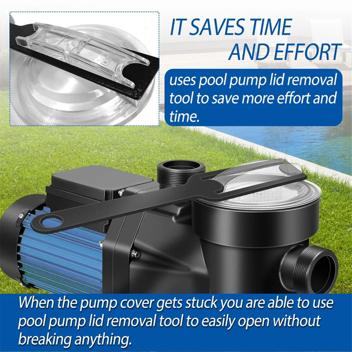 Narzędzie do demontażu pokrywy pompy basenowej ABNJ, żelazne narzędzie do demontażu pokrywy pompy sitowej do osłony filtra sprzętu basenowego, klucz do demontażu pokrywy