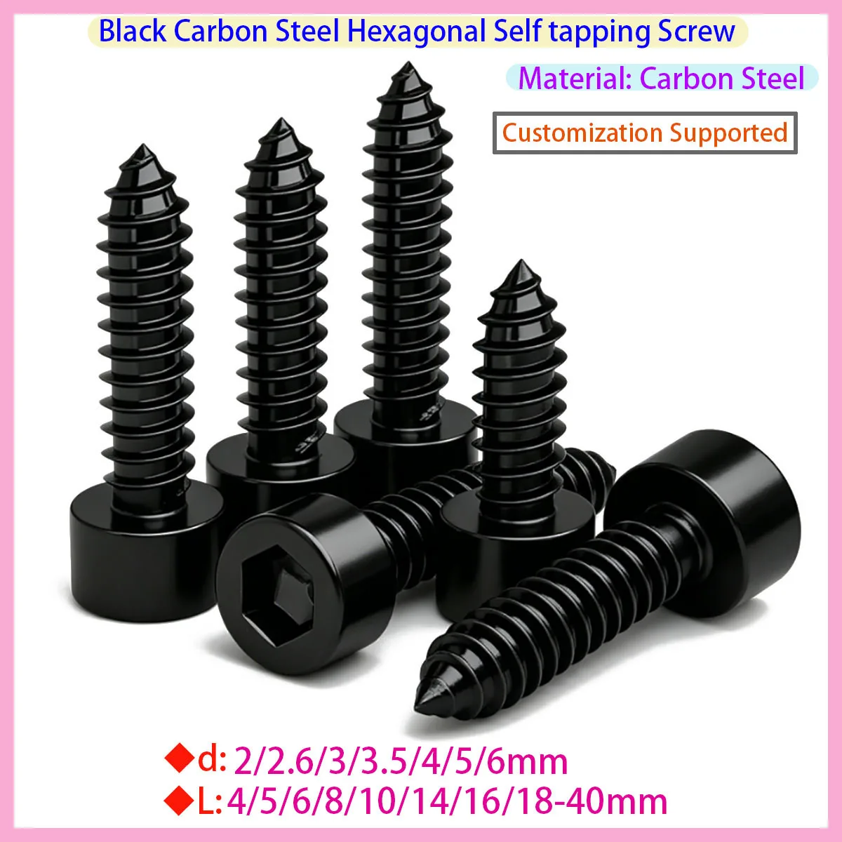 M1.7 M2 M2.5 M2.6 M3 M3.5 M4 M5 M6 Hexagon Socket Head Self Tapping Screw for 8.8 Grade Speakers