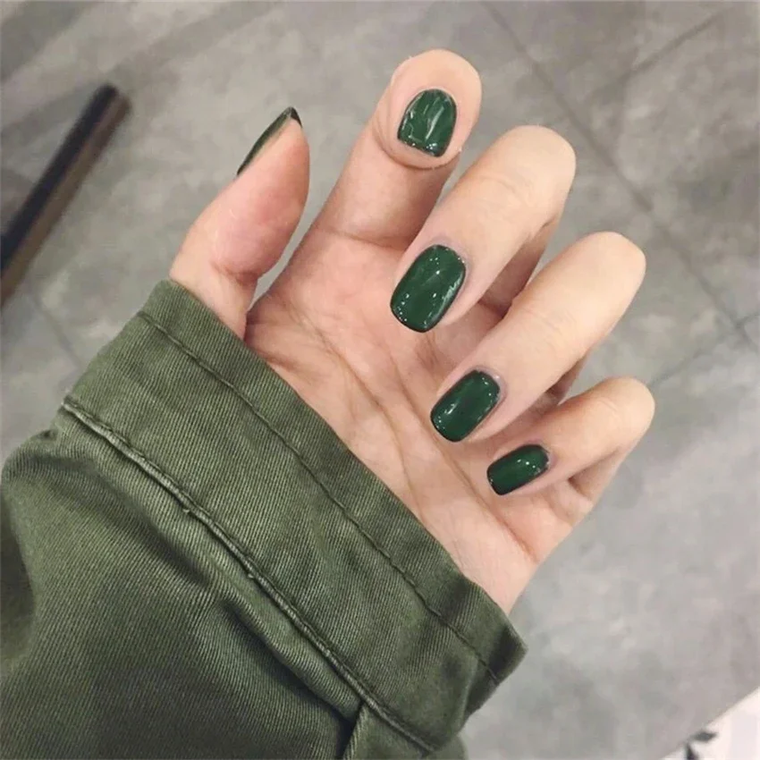 24 ps/set cor sólida fada vara rápida peças de unhas falsas cobertura completa francês artesanal usando adesivos de unhas falsas imprensa na arte do prego