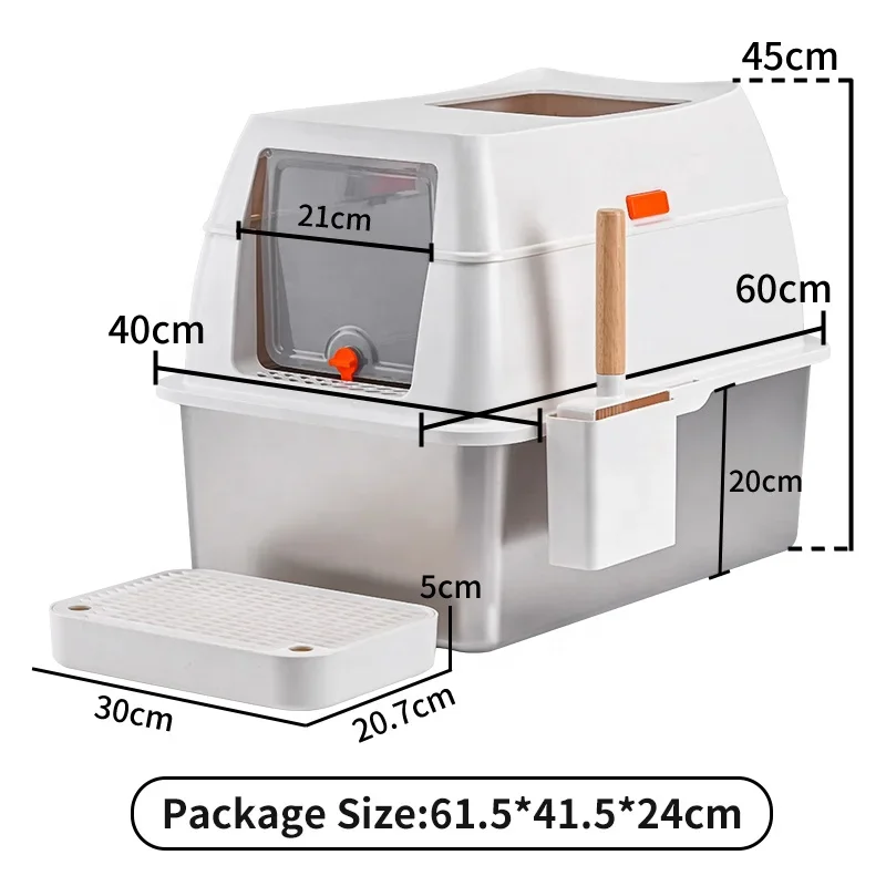 Wholesale Cat Clean Up Products Large Pet Cat Litter Pan Stainless Steel Kitty Cat Toilet Box for Manual Cleaning