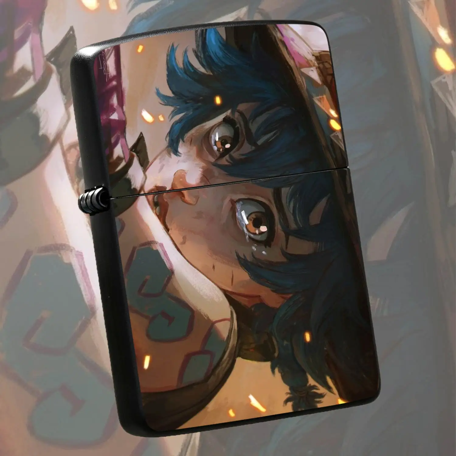 Stylish Anime Blue-Haired Tearful Girl Print Lighter, Portable Artistic Illustration Design, Multi-Scene Usable, Ideal Unique Gift For Anime Fans, Creative Decor Collectible For Daily Use And Display, Exquisite Crafted Accessory For Everyda