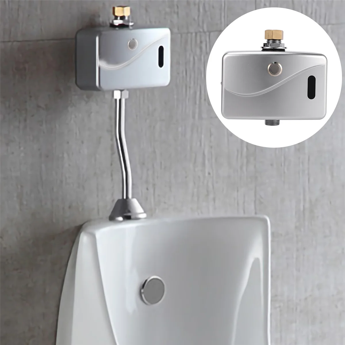 Automatic Electric Urinal Flush Valve Sensor&Manual 2 Function Exposed Wall Mount DC6V Urine Flushing