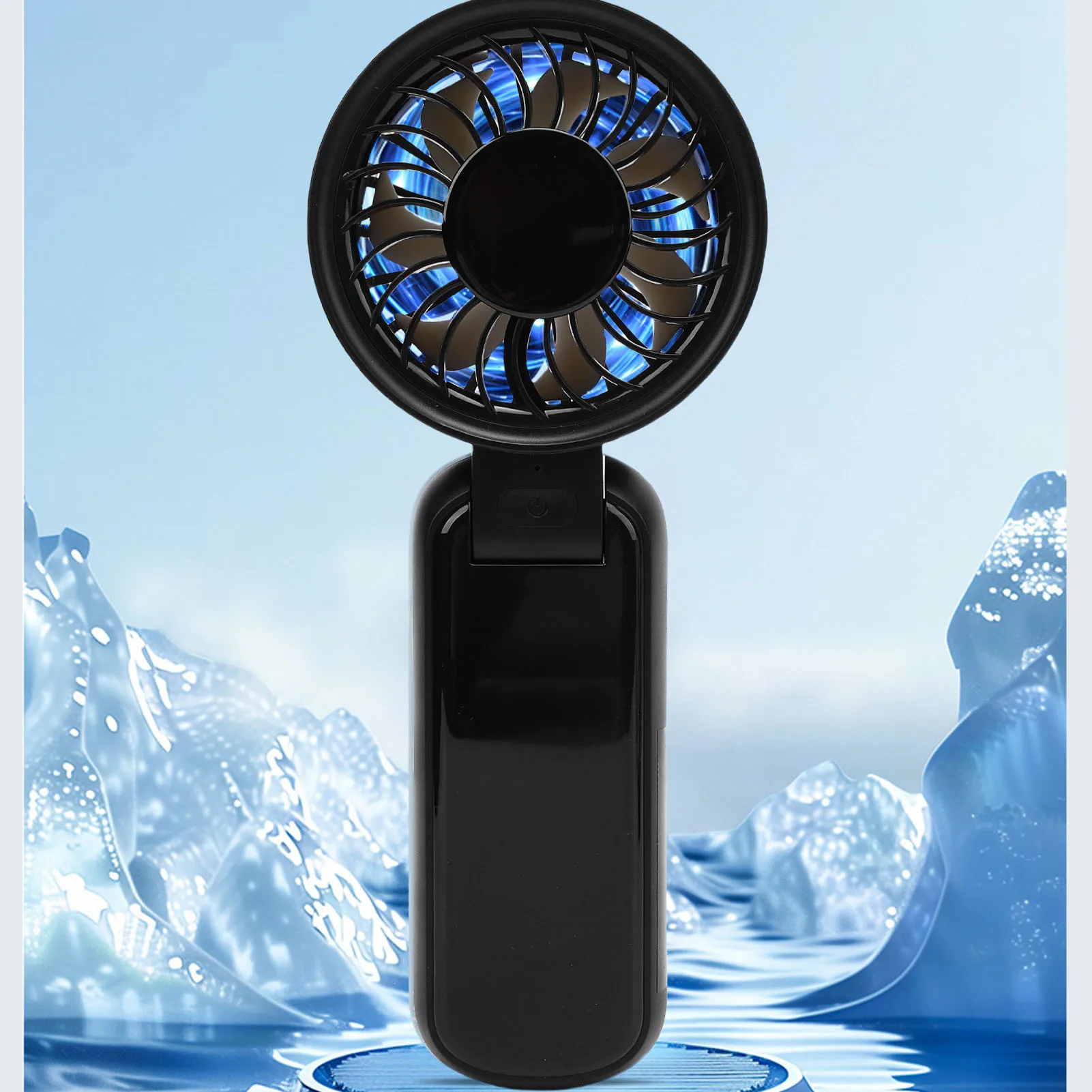 مروحة تربو محمولة باليد عالية السرعة USB قابلة لإعادة الشحن ومروحة شخصية قابلة للطي مع حزام للرقبة للاستخدام في الهواء الطلق