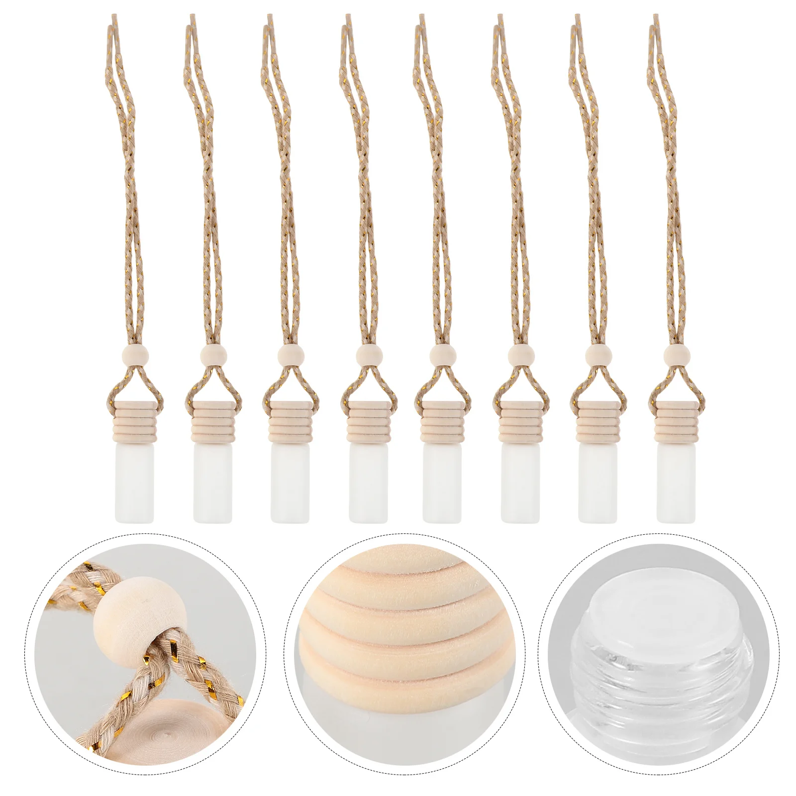 

8Pcs 5ml Glass Car Perfume Pendant Elegant Frosted Design Portable Refillable Aromatherapy Diffuser Bottle for Fresh Scent