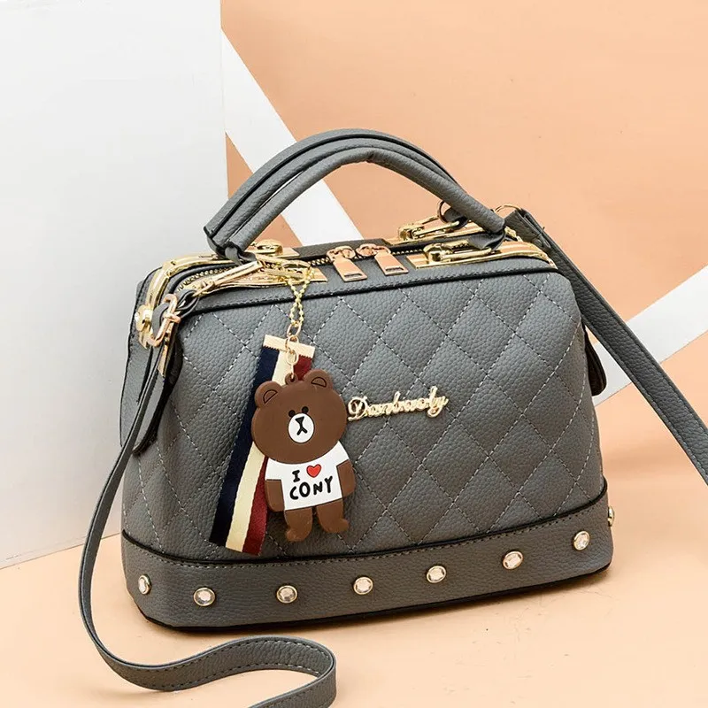 Bag Women 2022 New European and American Fashion Women\'s Bag Lingge Small Fragrant Handbag Boston Shoulder Bag