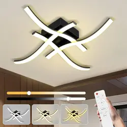 Modern LED Ceiling Lamp Long Waves Panel Light 3-Color Dimming Aisle Ceiling Light For Home Balcony Bedroom Dining Room Lustre